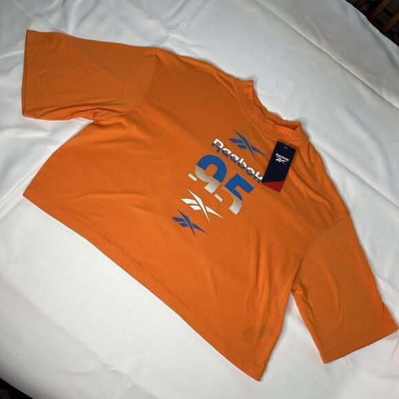 Reebok Medium HTF Womens Meet You There MYT Crop Graphic 95 T-Shirt Orange 0731 - Picture 7 of 12